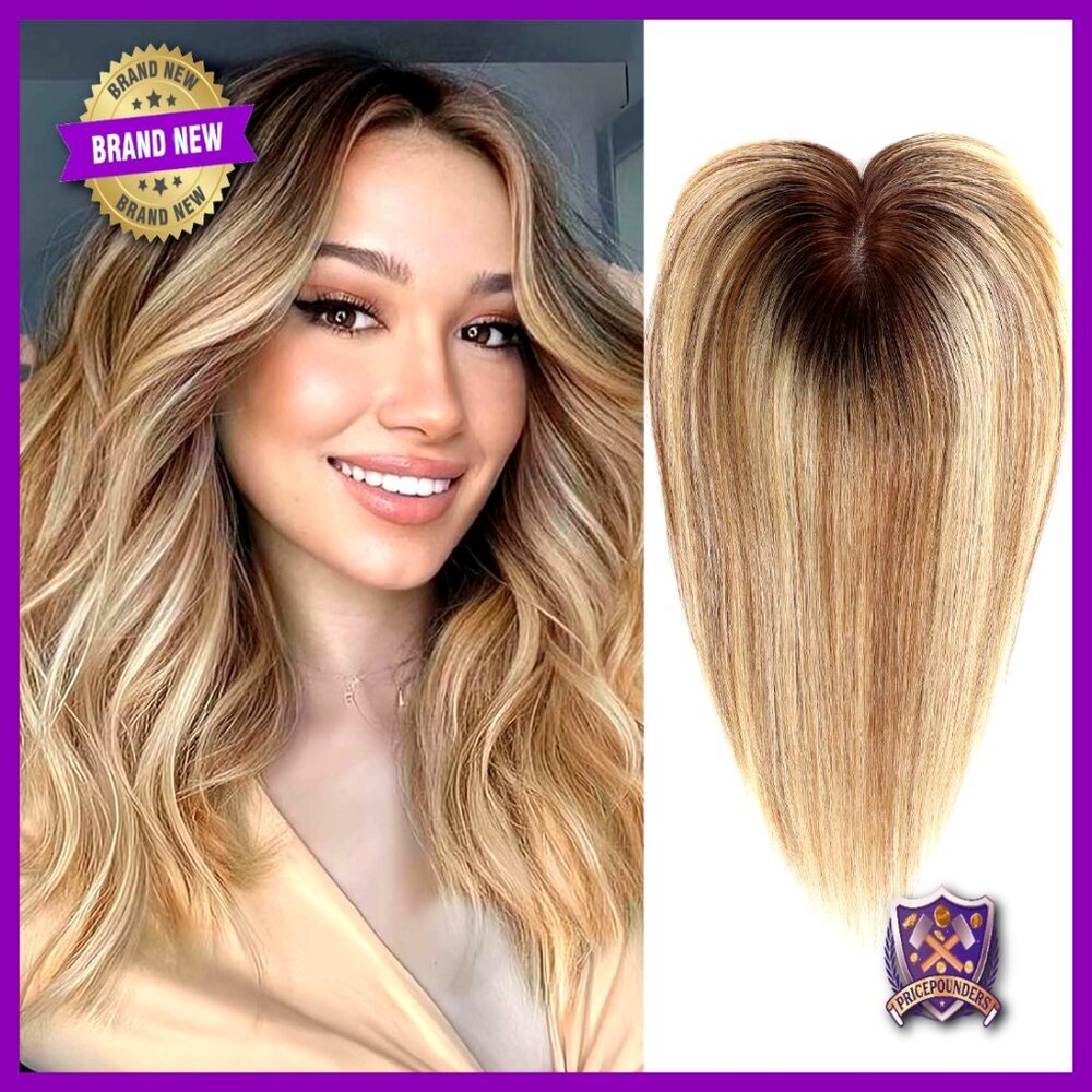 Real Human Hair Topper Swiss Lace Base Hand-Tied No Bangs Elegant Voluminous